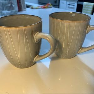 Set of 2 - Project 62 Solene Stoneware - Coffee Mugs- gray/white - aspen design